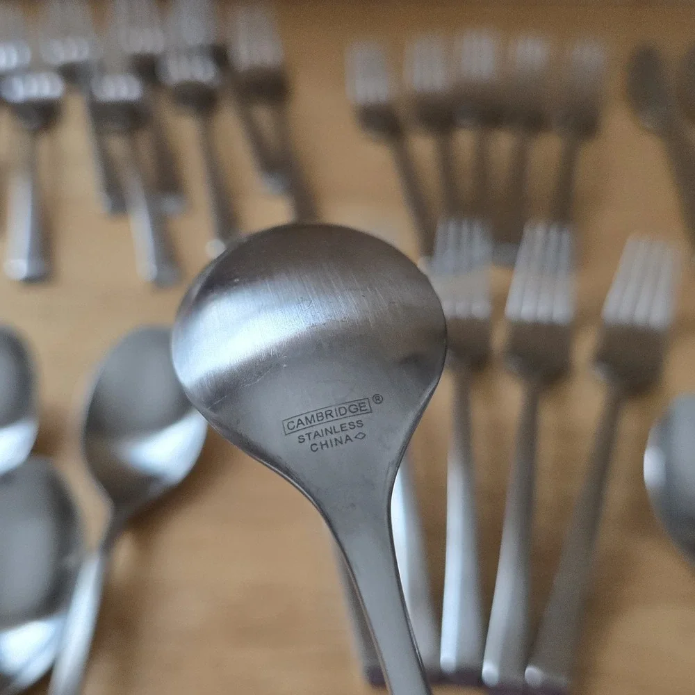 Cambridge Stainless Flatware 50 Pc Set Service for 10 Satin Tapered Handles